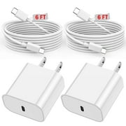 2 Pack Phone Charger, 20W PD USB C Charger Fast Charger Adapter with 2 Pack 6FT Type C to Type C Compatible for IPhone 15/iPad /iPad Pro Charger(3rd/4th/5th/6th Gen)